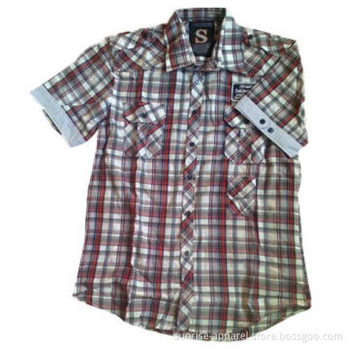 Men's Short Sleeve Shirt, Made of 100% Cotton Y/D Plaid